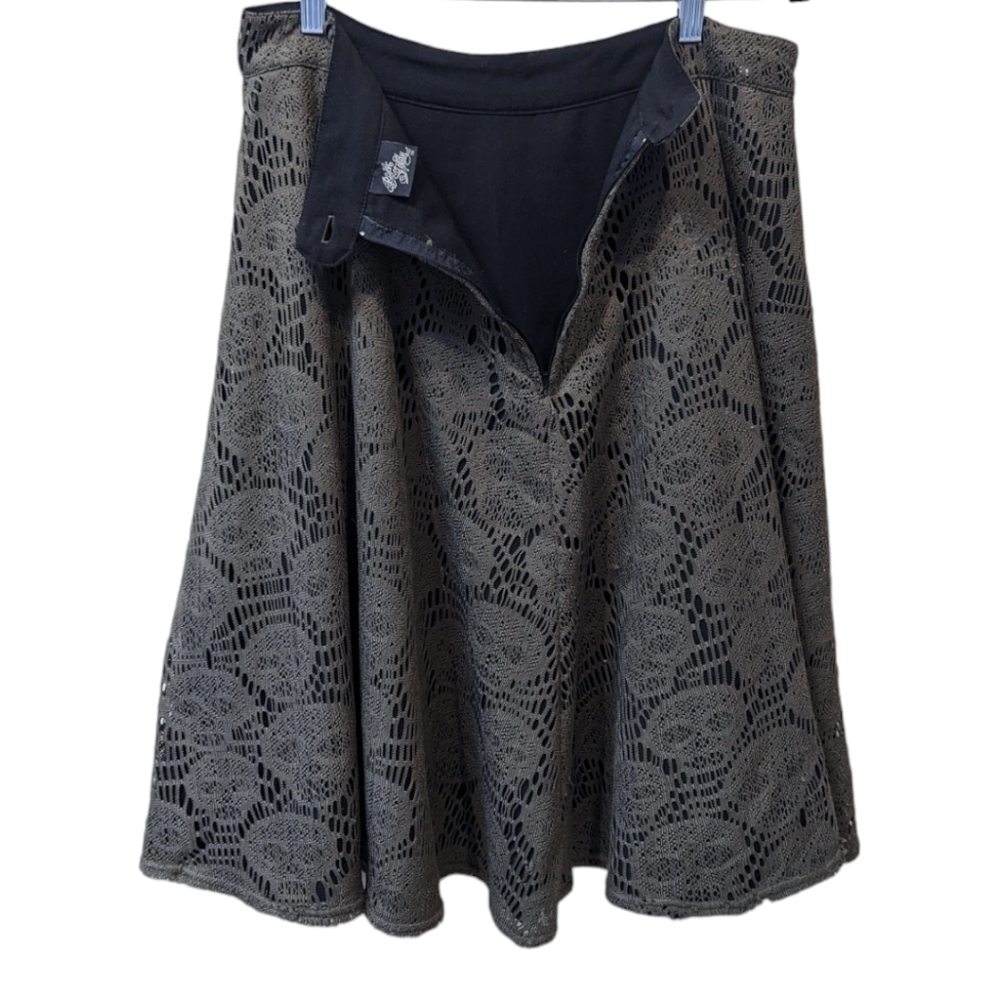 RockSteady Skull Lace A-Line Rockabilly Retro Swing Plus Size Skirt (1X) - Picture 4 of 5